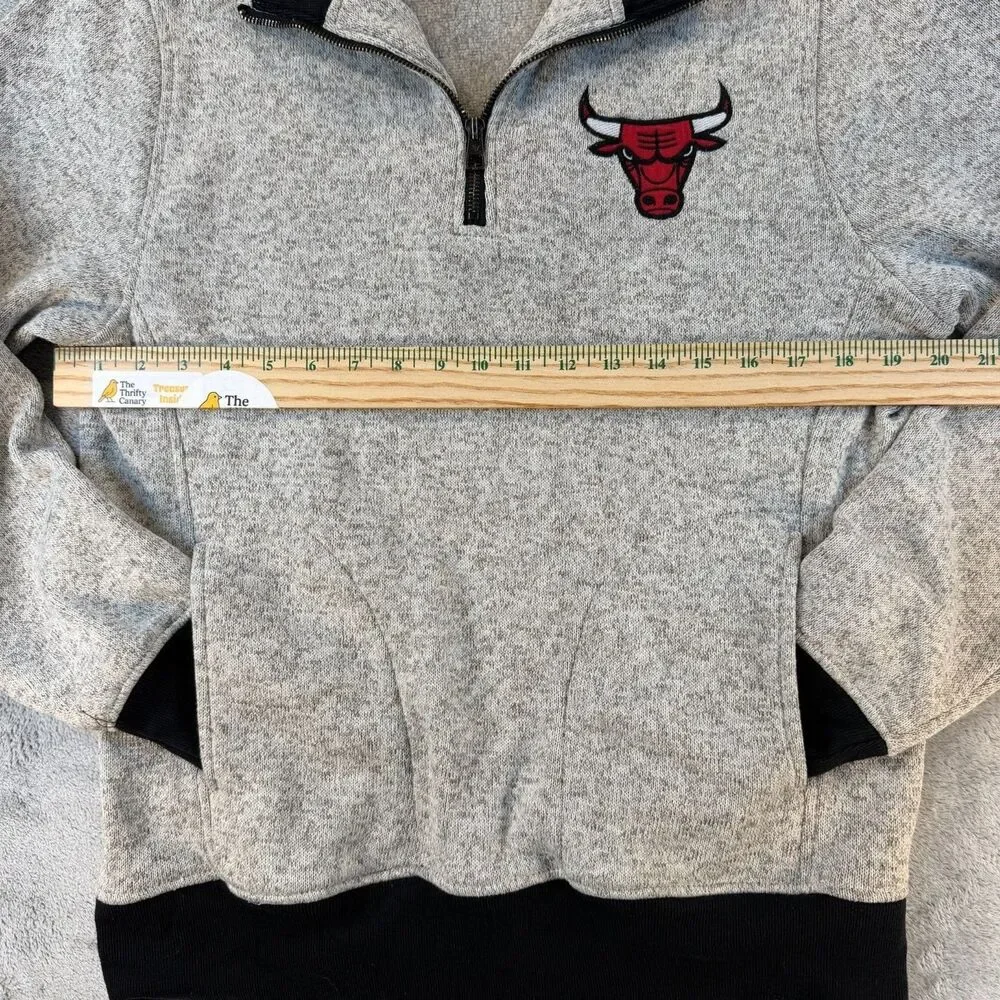 ’47 Chicago Bulls Men’s Quarter Zip Fleece Pullover Heather Gray Medium